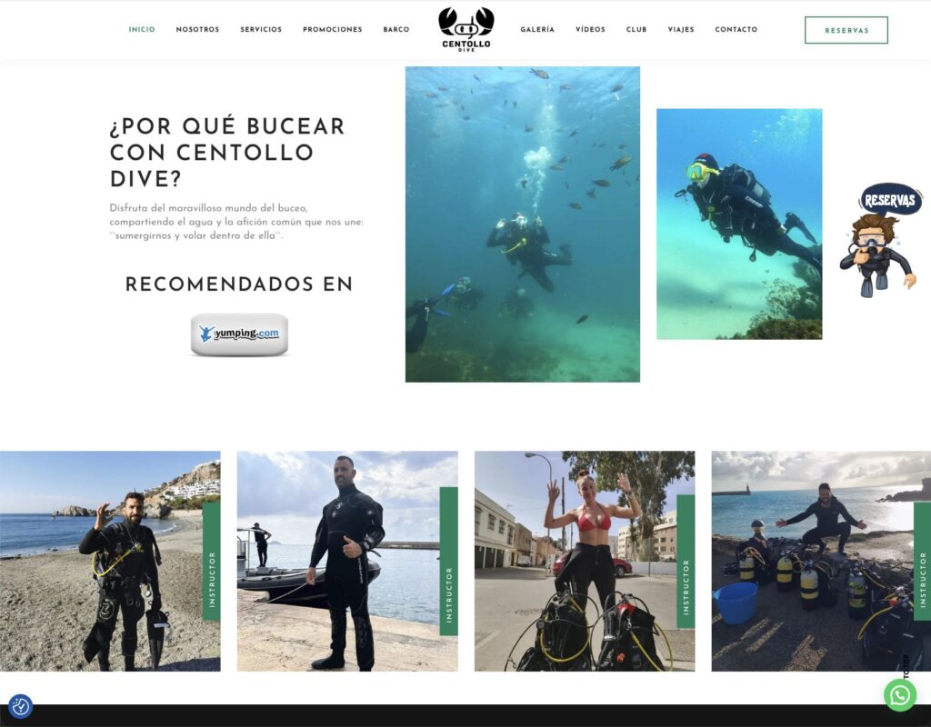 Diseño web escuela de buceo en cadiz