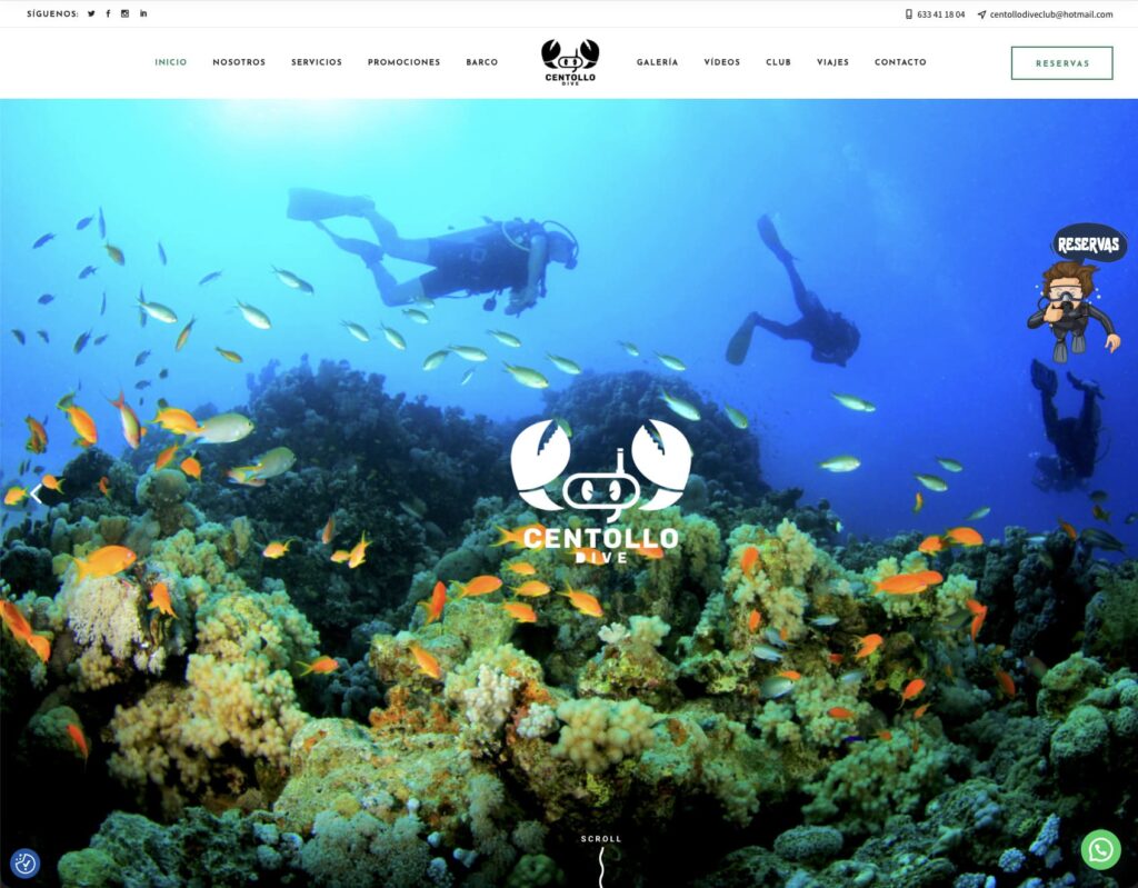 Diseño web escuela de buceo en cadiz
