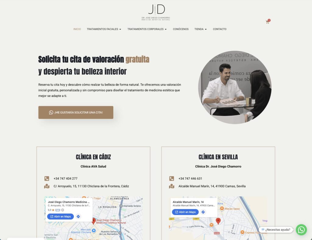diseño web clinica estetica en cadiz