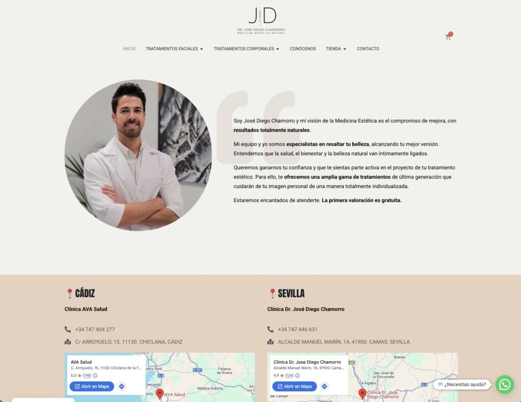 diseño web clinica estetica en cadiz