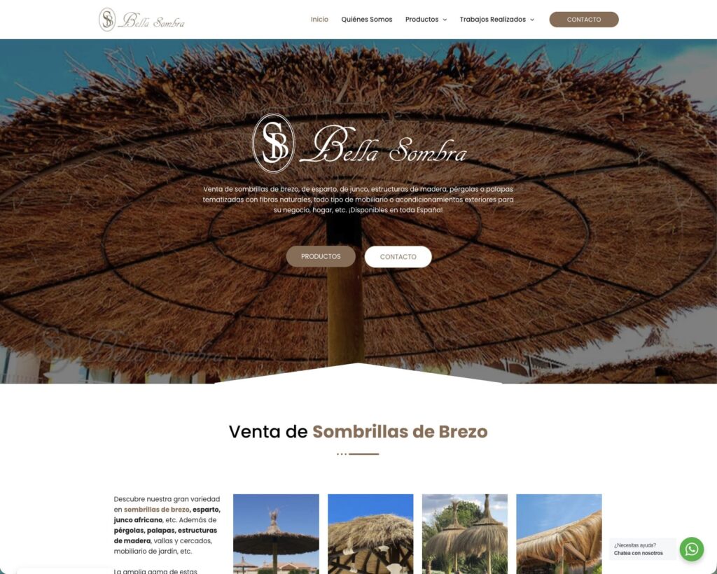 Diseño Web Sombrillas de fibra Natural