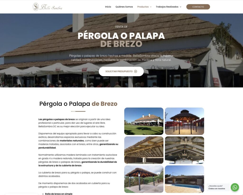 Diseño Web Sombrillas de fibra Natural