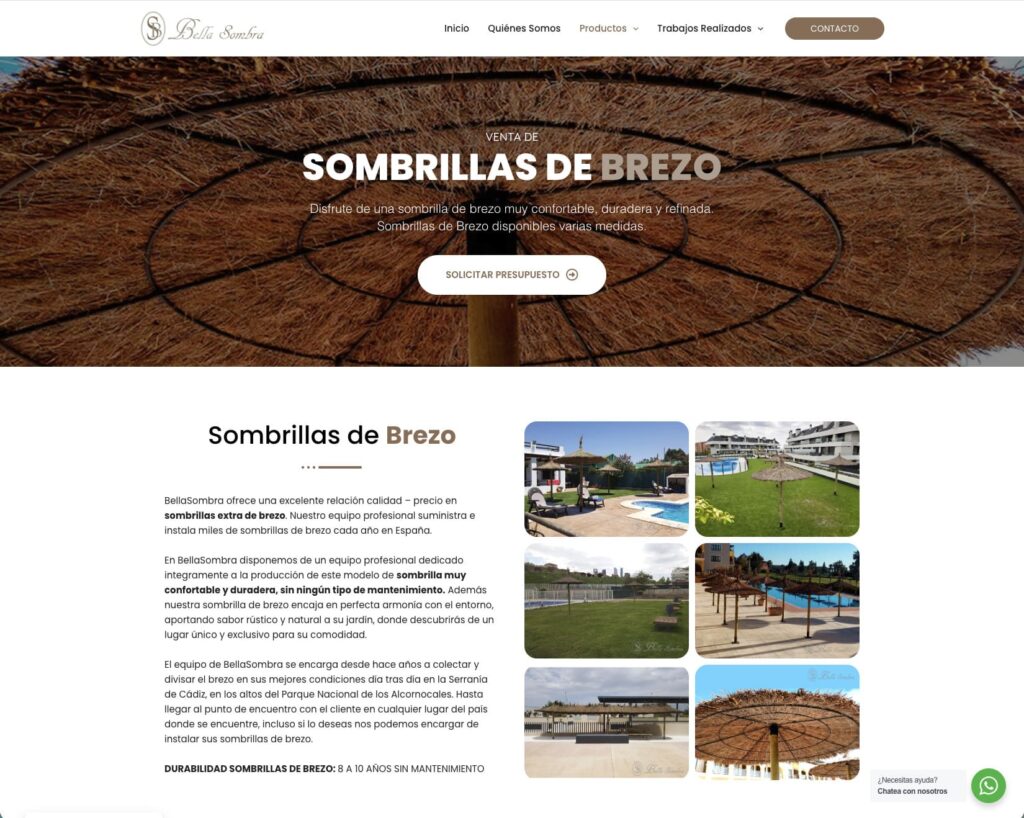 Diseño Web Sombrillas de fibra Natural